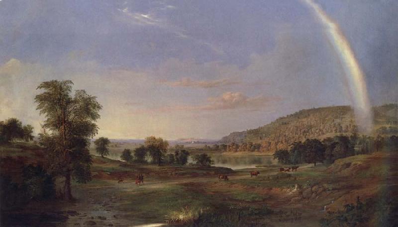 Robert S.Duncanson Landscape with Rainbow France oil painting art